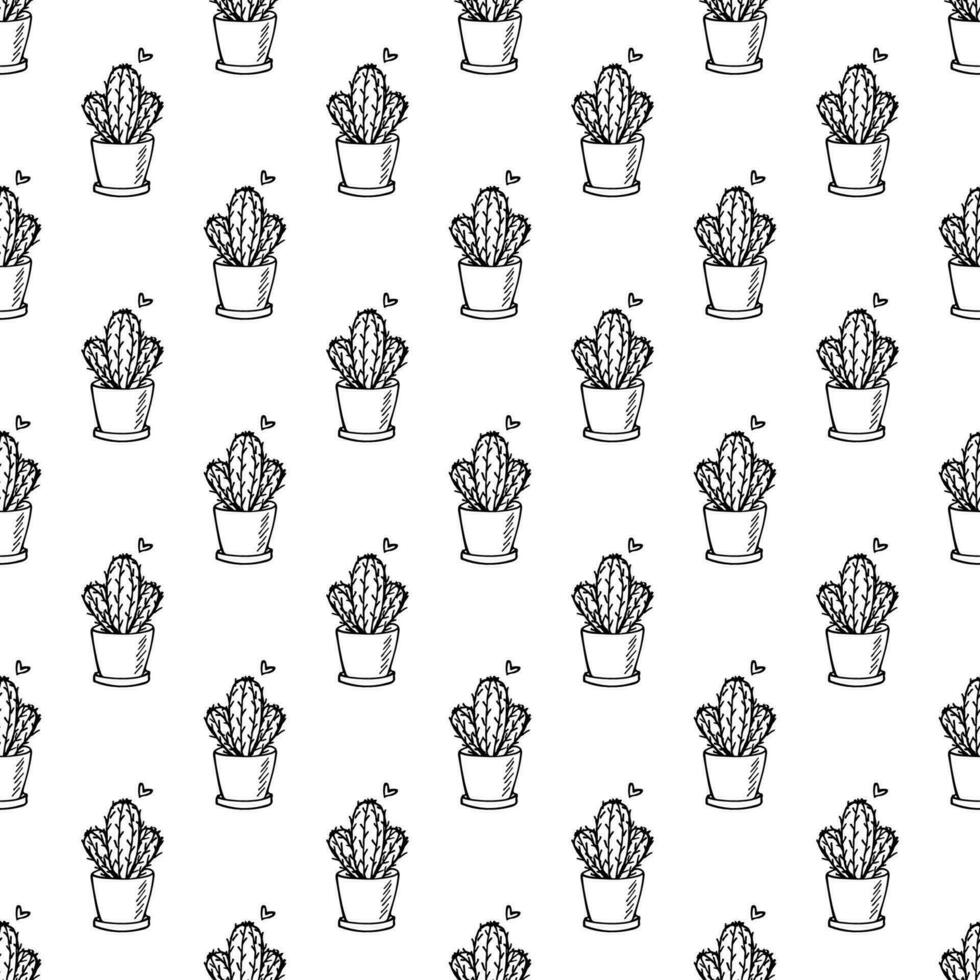 Seamless pattern with cactus doodle for decorative print, wrapping paper, greeting cards and fabric vector