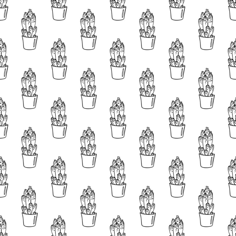 Seamless pattern with cactus doodle for decorative print, wrapping paper, greeting cards and fabric vector