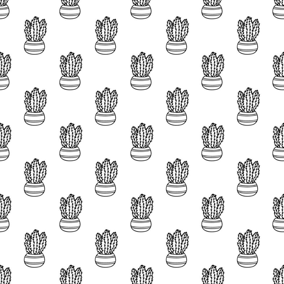 Seamless pattern with cactus doodle for decorative print, wrapping paper, greeting cards and fabric vector
