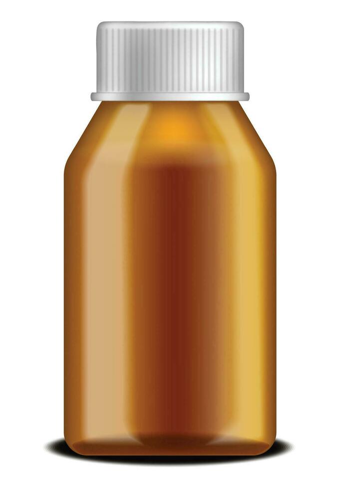 Glass medical Syrup bottle on a white background. vector