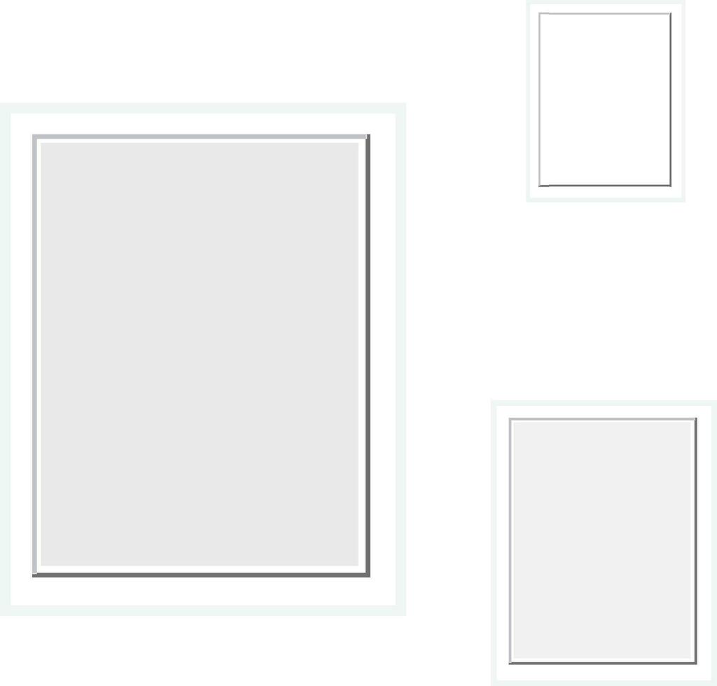 Vector 3D Reaistic Wooden or Plastic Simple Modern Minimalistic Gray Picture Frame Set Isolated on White Background.