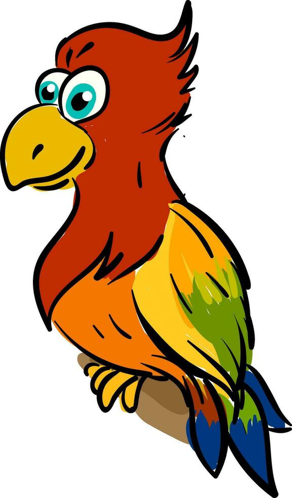 Cute  smiling  colorful parrot  vector illustration on white background