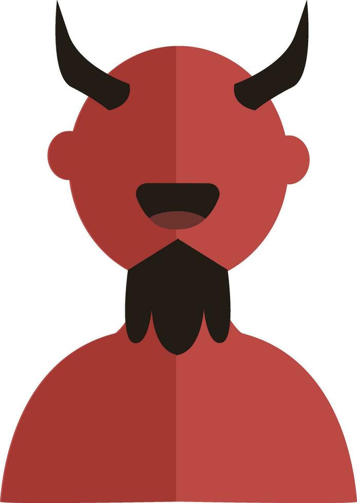 vector ilustración de un rojo sonriente diablo con negro barba y cuernos en blanco antecedentes