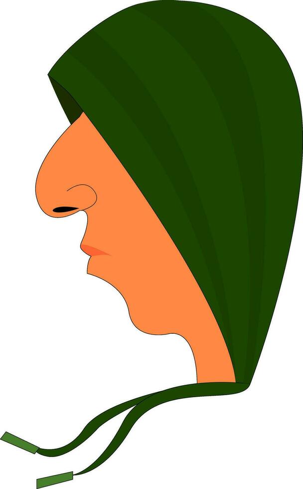 Profile picture of an young man wearing a green hood  vector illustration on white background