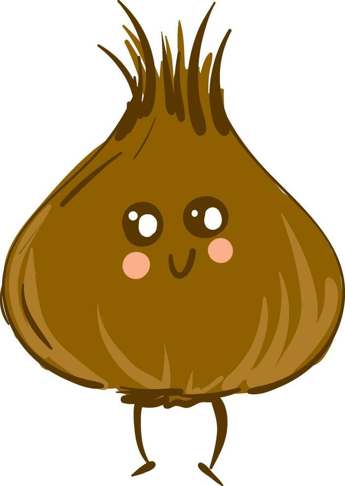 Cute  smiling  brown onion  vector illustration on white background