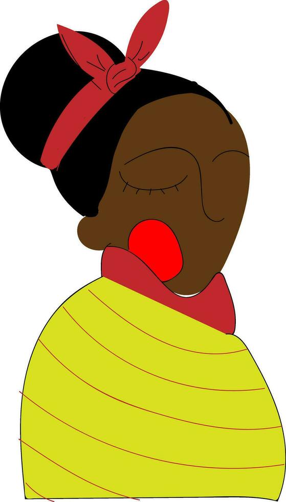 Black skinned woman in traditional clothes  illustration  color  vector on white background