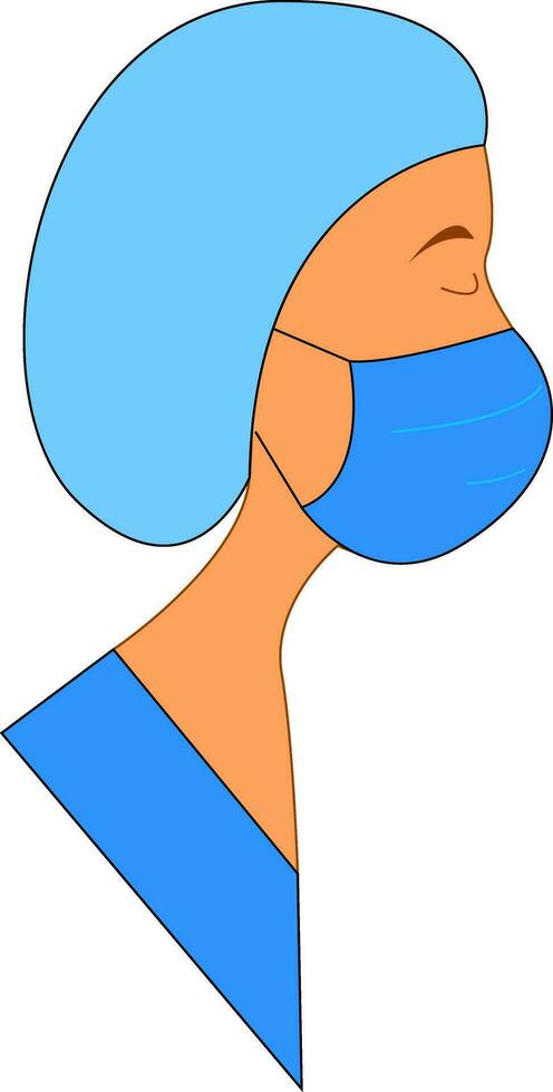 Portraite of a female doctor with surgery mask and cap  vector illustration on white background