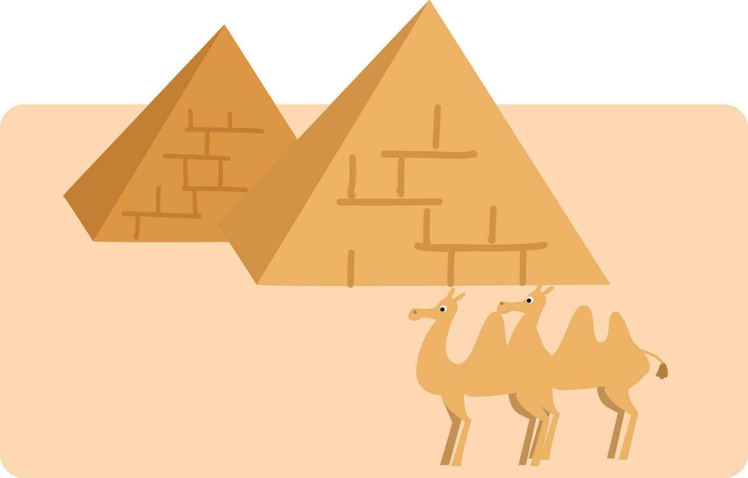 Two pyramides and two camels  vector illustration on white background