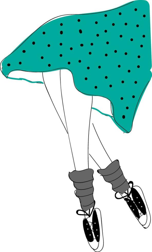 Woman legs under dotted skirt  illustration  color  vector on white background