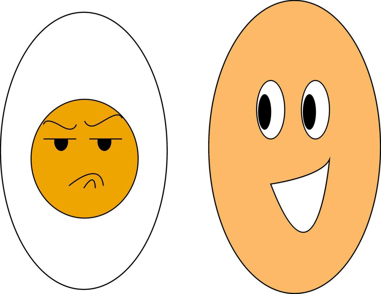 Happy and angry egg  illustration  color  vector on white background