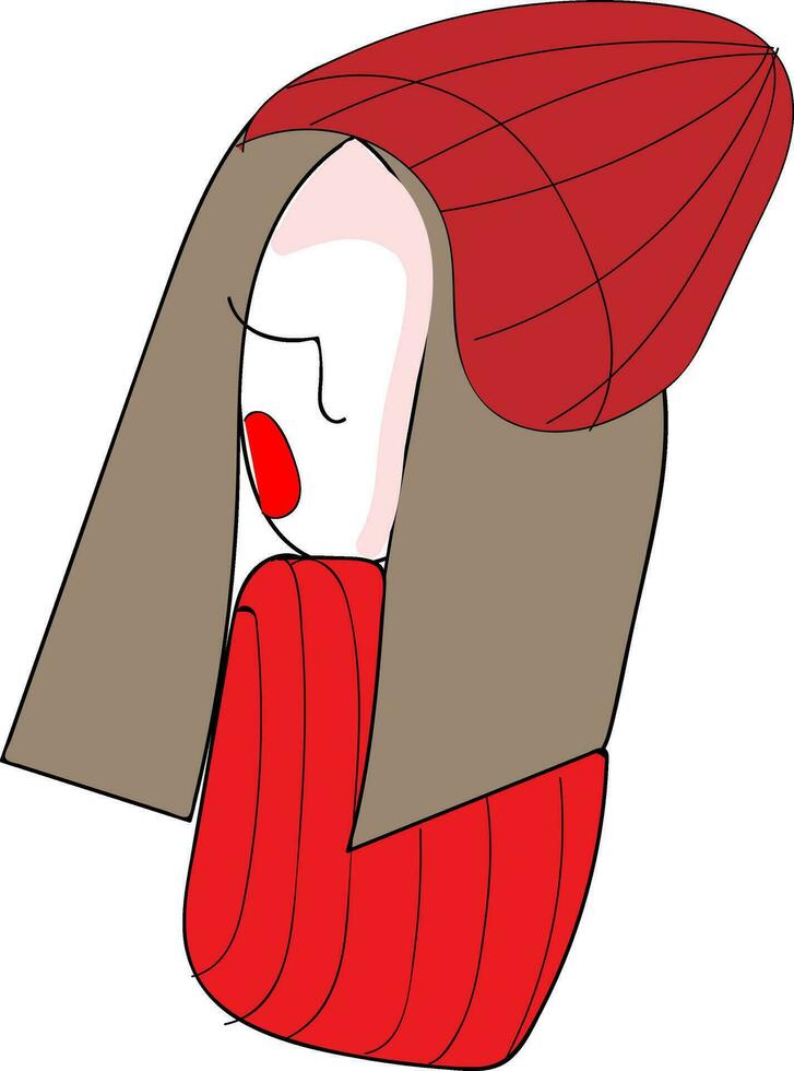 resumen imagen de un niña con rojo sombrero vector ilustración en antecedentes