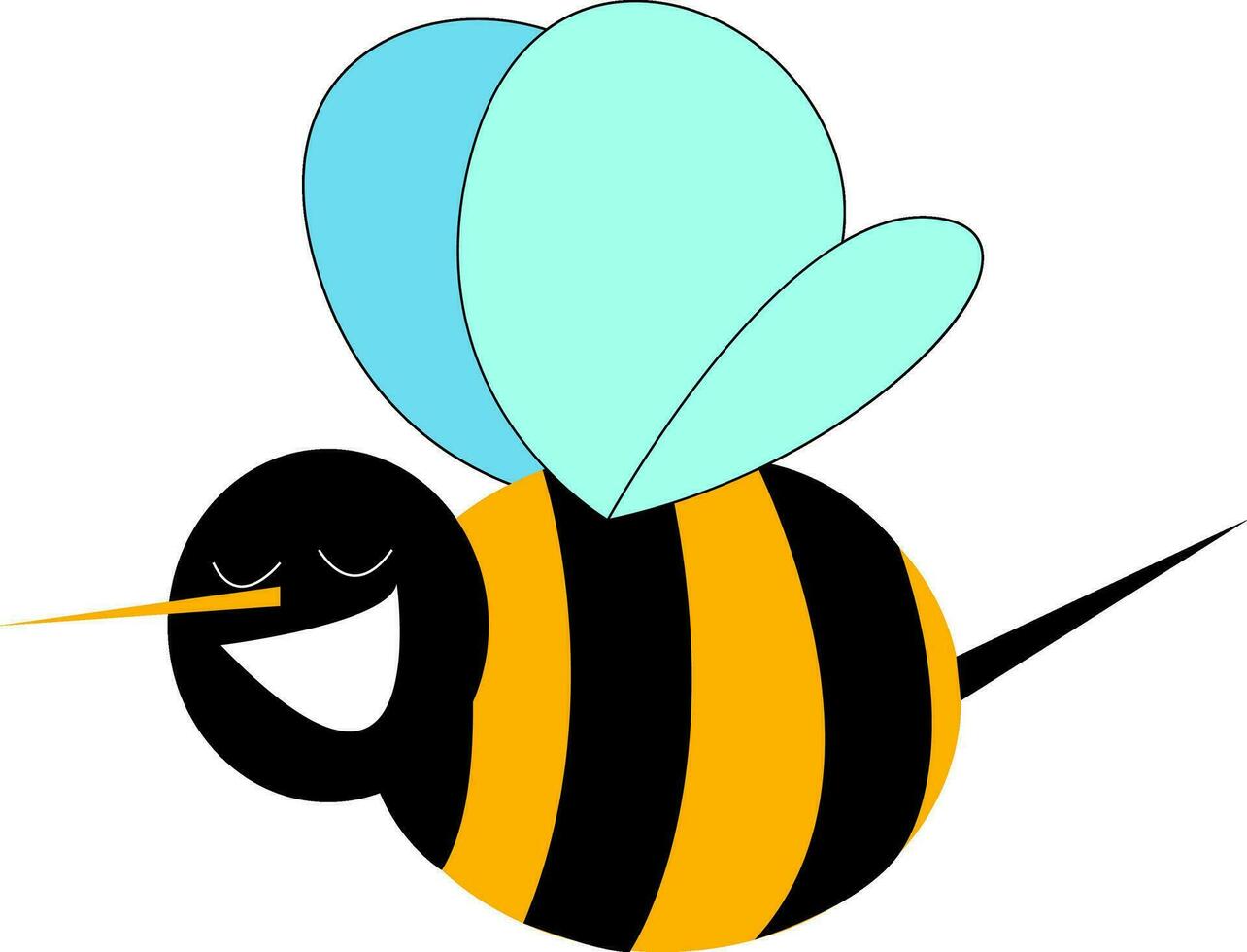 Smiling bumble bee  print  vector on white background