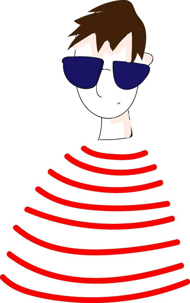 resumen retrato de un chico en rojo y blanco a rayas camiseta y Gafas de sol vector ilustración en blanco antecedentes