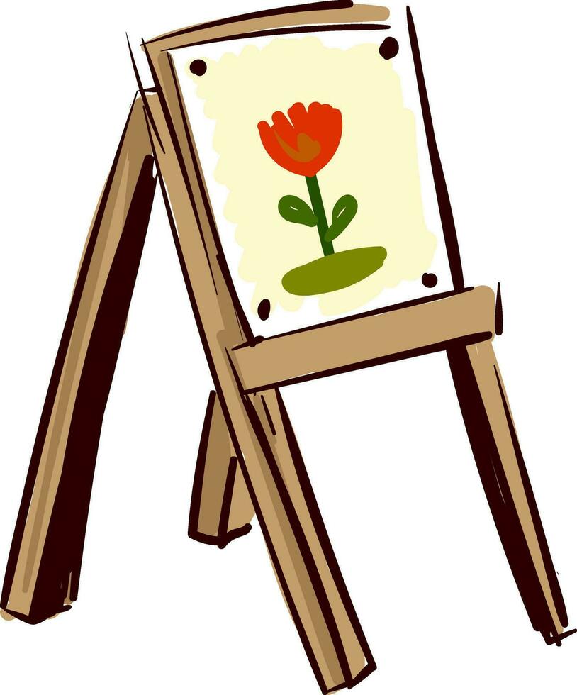 floral lona en un de madera caballete vector ilustración en blanco antecedentes