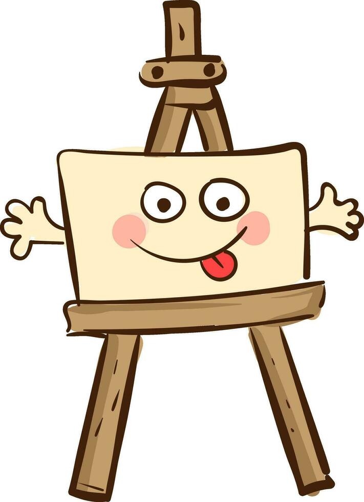 Easel with a happy canvas  vector illustration on white background