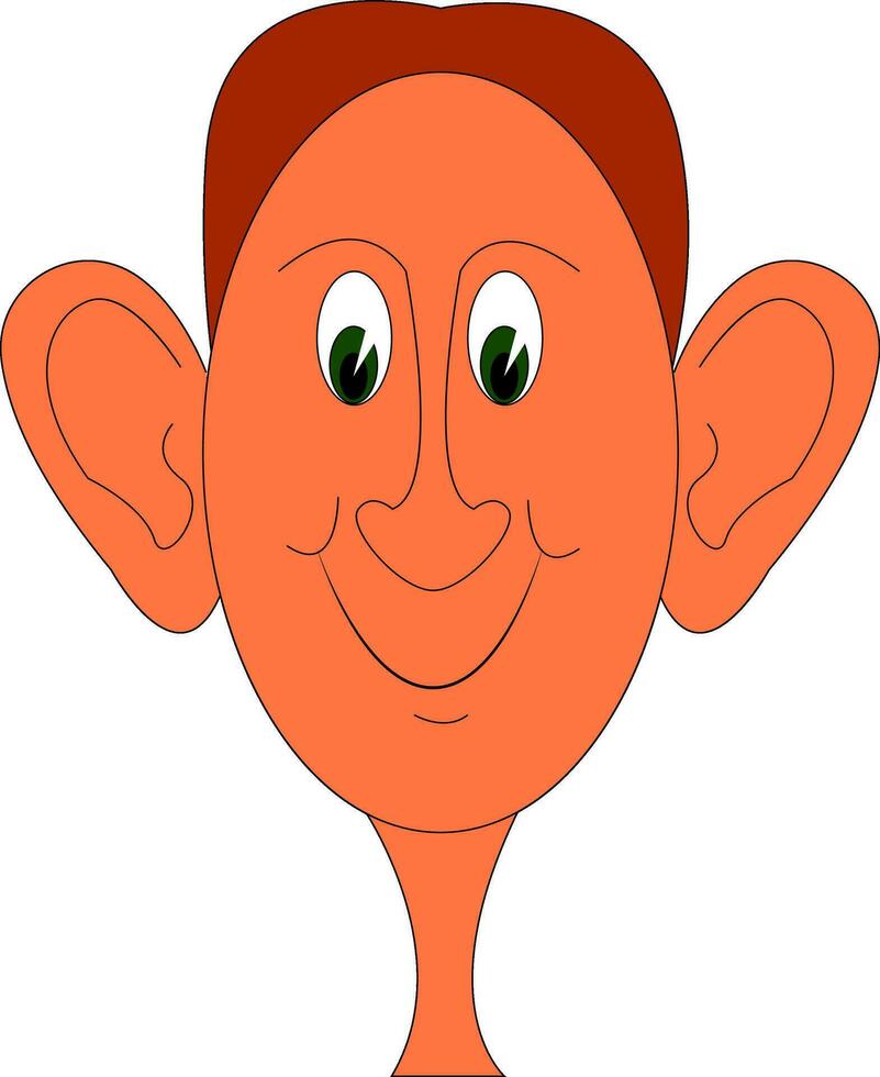 Portraite of a smiling young man with big ears  vector illustration on white background