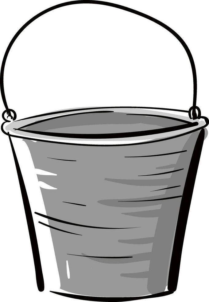 Simple vector illustration of a grey bucket on white background