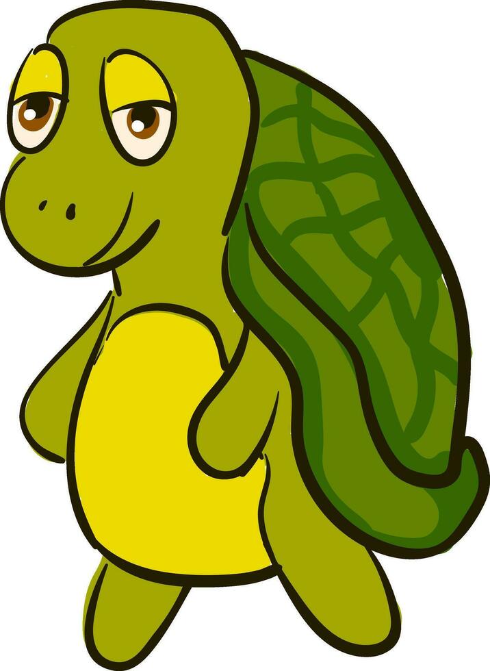 Funny green turtle smiling  vector illustration on white background