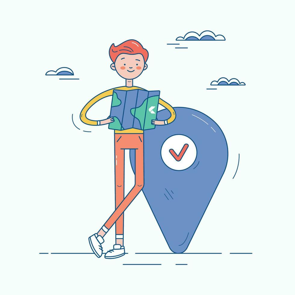 illustration of a person with map pointer. vector