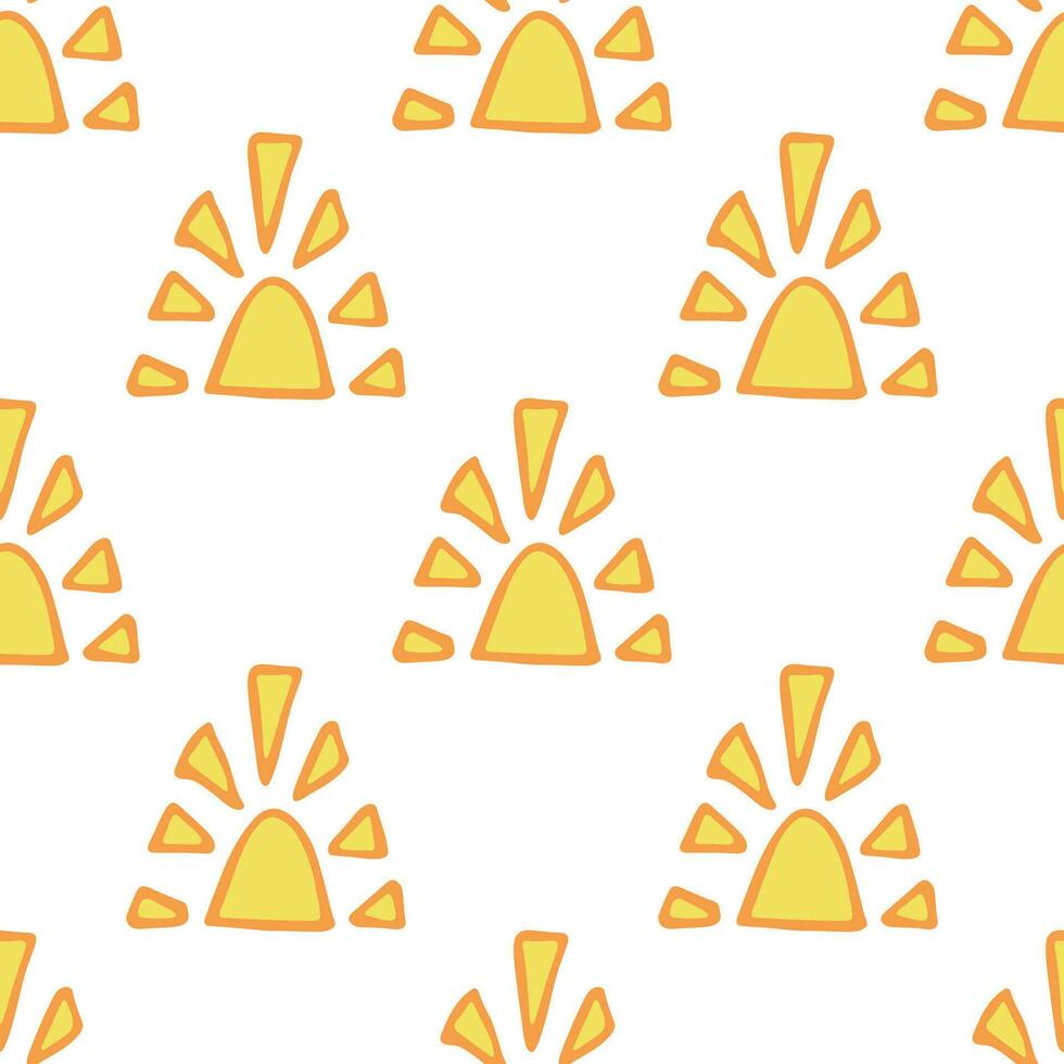 Seamless pattern with sun doodle for decorative print, wrapping paper, greeting cards, wallpaper and fabric vector