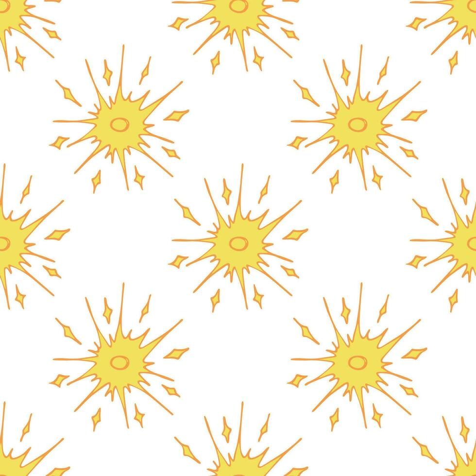 Seamless pattern with sun doodle for decorative print, wrapping paper, greeting cards, wallpaper and fabric vector