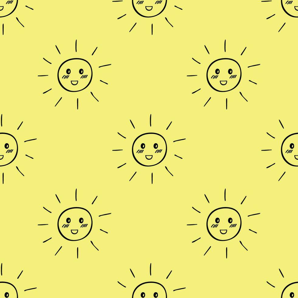 Seamless pattern with sun doodle for decorative print, wrapping paper, greeting cards, wallpaper and fabric vector