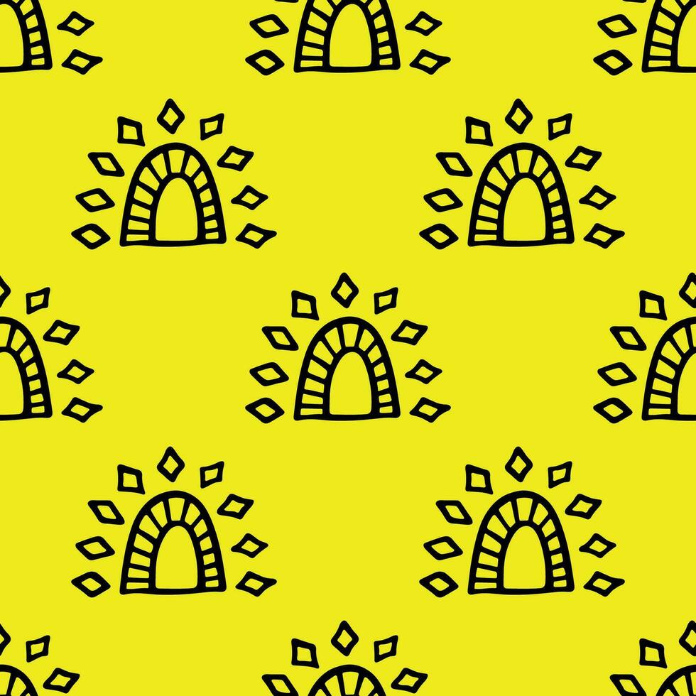 Seamless pattern with sun doodle for decorative print, wrapping paper, greeting cards, wallpaper and fabric vector