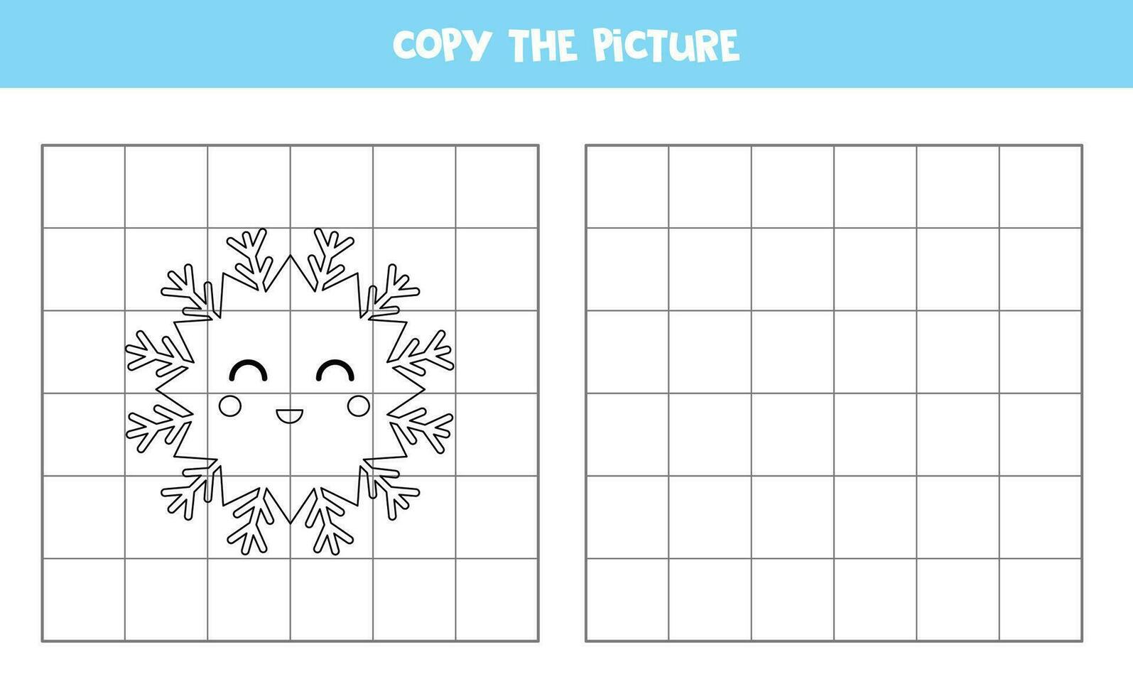 Copiar el imagen de negro y blanco linda copos de nieve. educativo juego para niños. escritura práctica. vector