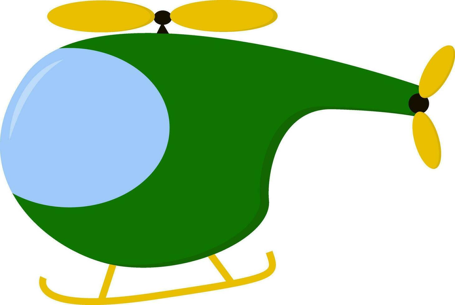 The green and yellow toy helicopter vector or color illustration