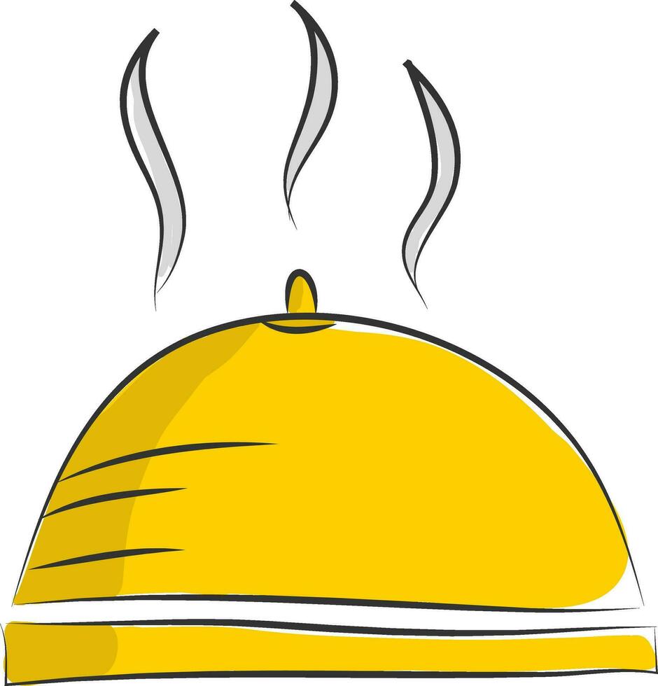 The yellow dish lid with hot food vector or color illustration