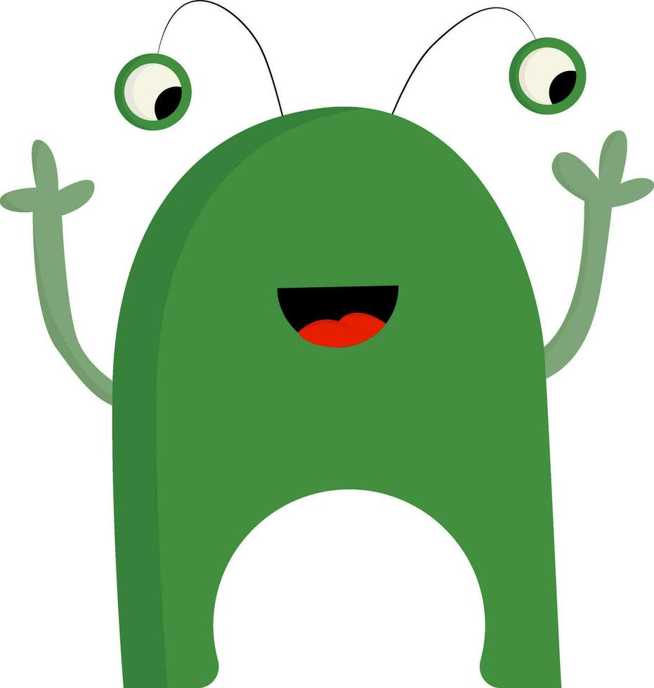 The happy green monster vector or color illustration