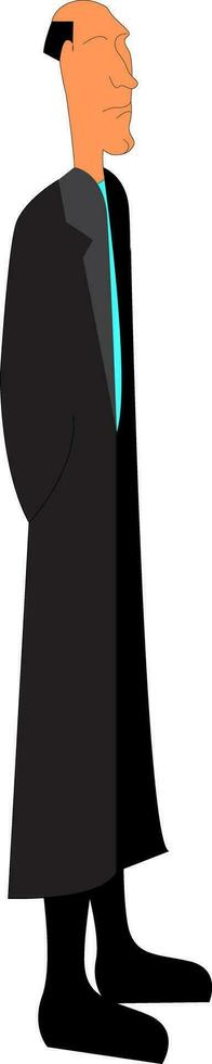 A tall man dressed in a black-colored raincoat vector or color illustration