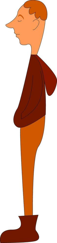 A man wearing a maroon hoodie looks handsome vector or color illustration