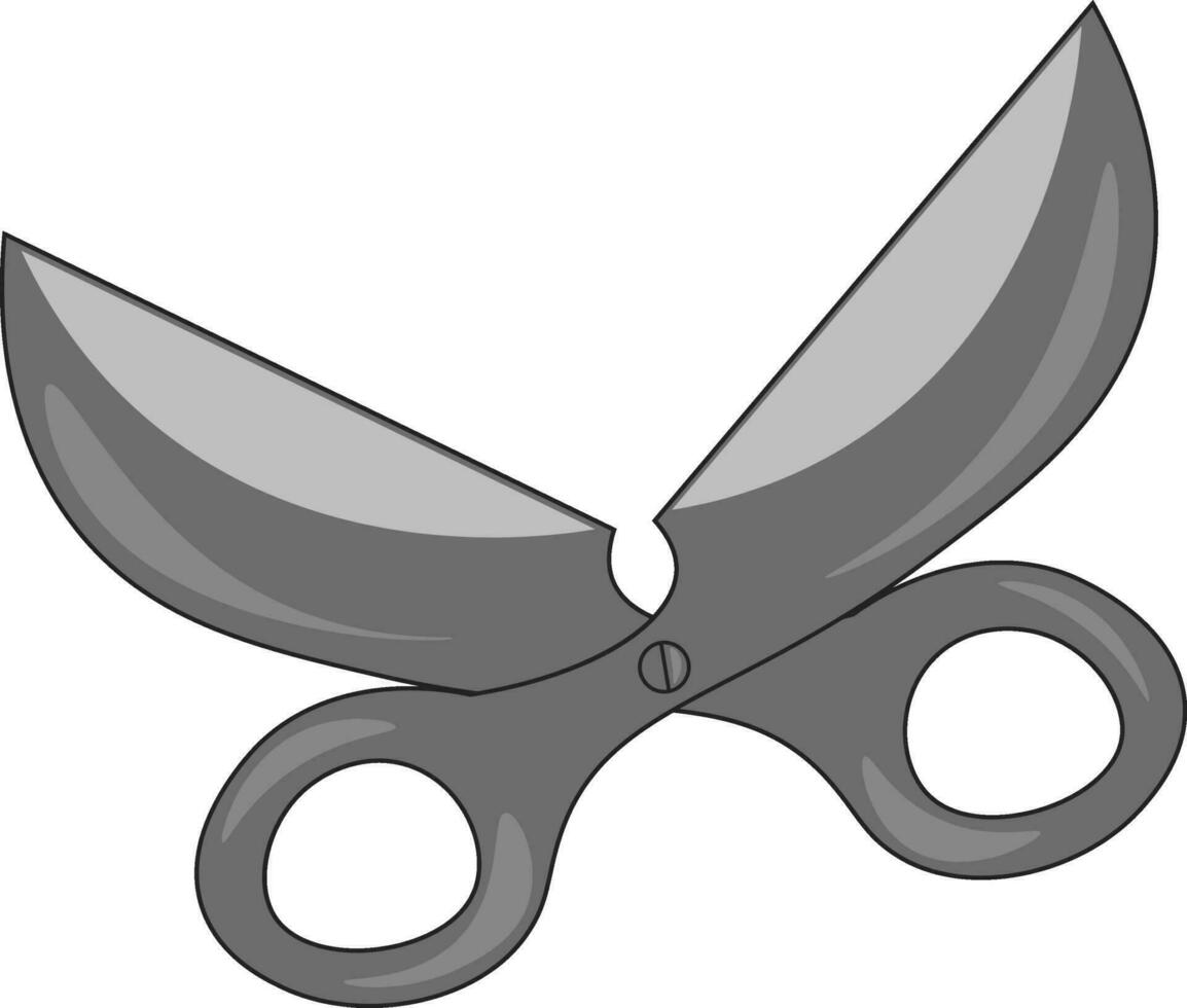 Big open scissors vector or color illustration