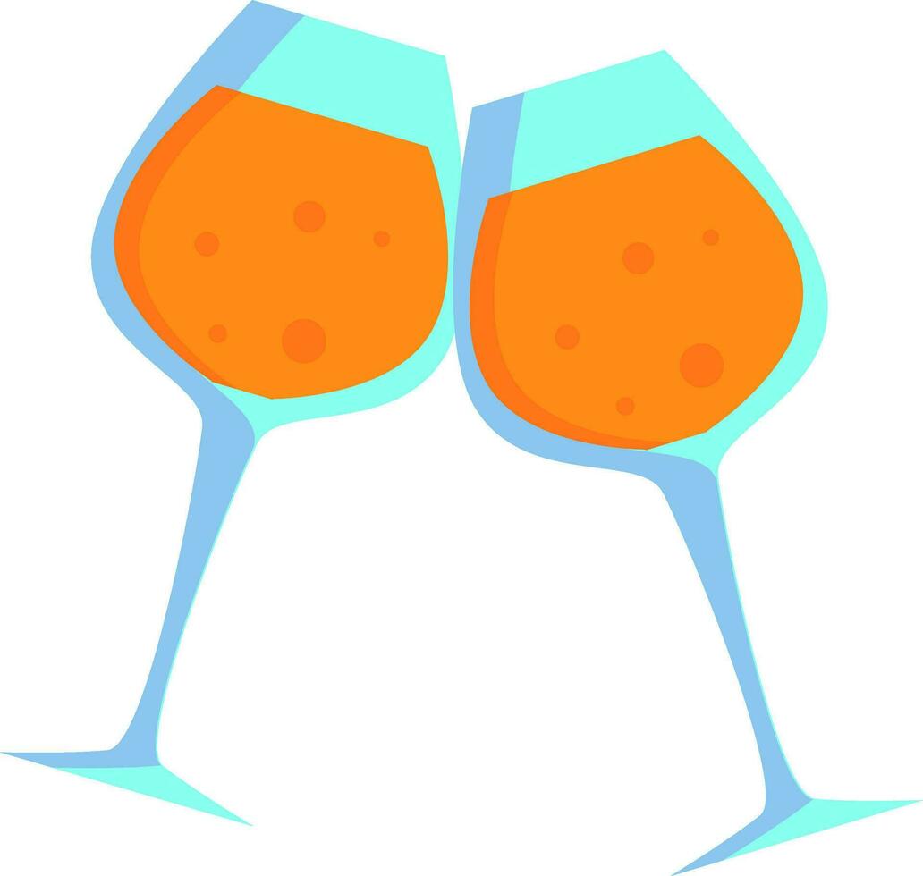 Two clinking wine glasses vector or color illustration