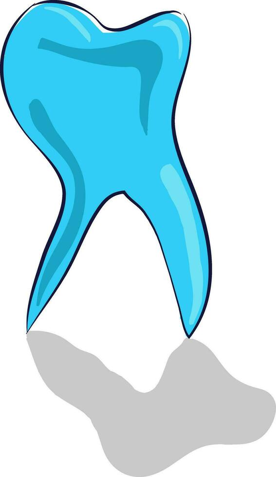 A blue-colored cartoon tooth vector or color illustration