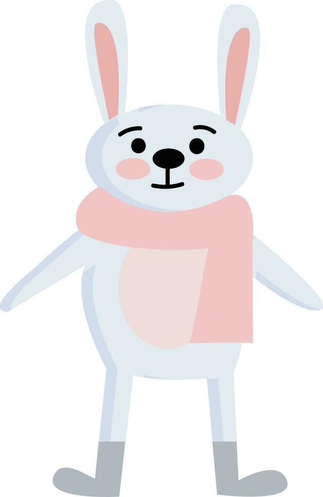 Cartoon of a cute little rabbit in winter clothes smiling vector or color illustration
