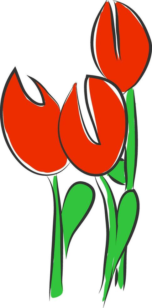 A red daffodil with a smiley looks adorable vector or color illustration