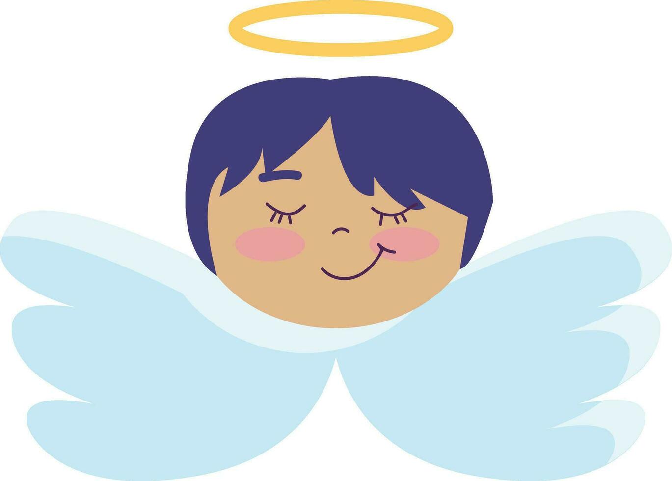 Angel with short blue hair  illustration  color  vector on white background