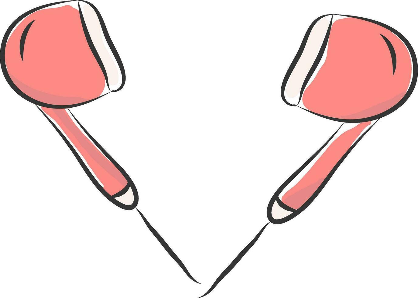 A pair of pink earphones vector or color illustration