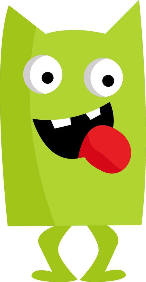 un contento monstruo verde en color mira espantoso vector o color ilustración