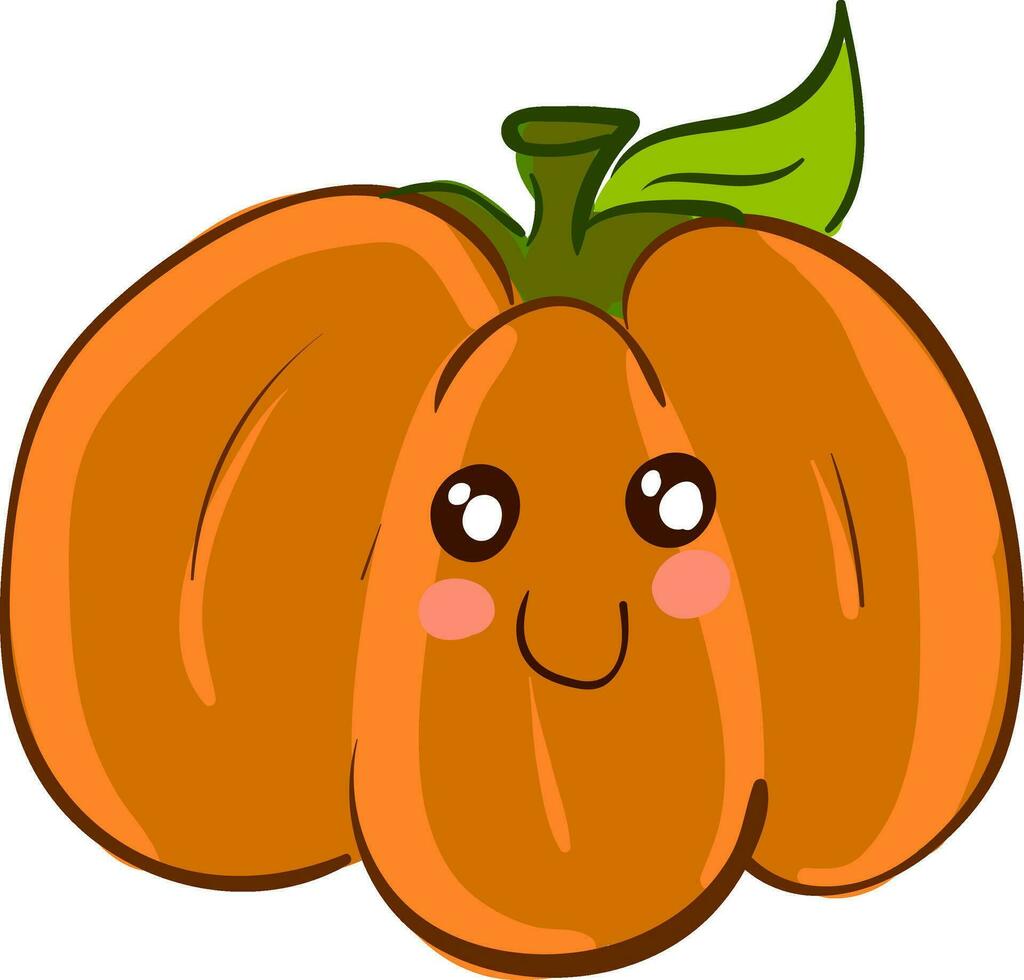 Cute and large orange-colored pumpkin vector or color illustration