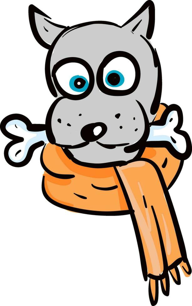 A dog wearing an orange scarf looks cute vector or color illustration