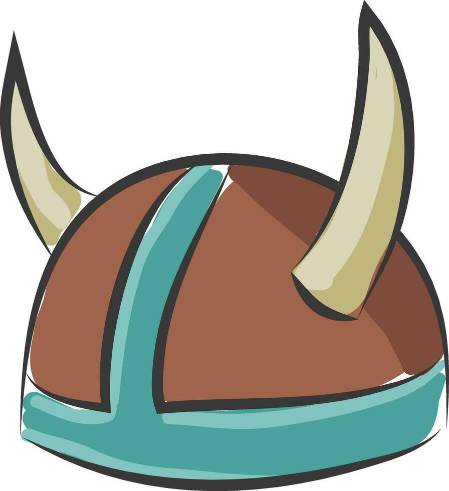 Hat with the twisty sharp horns vector or color illustration