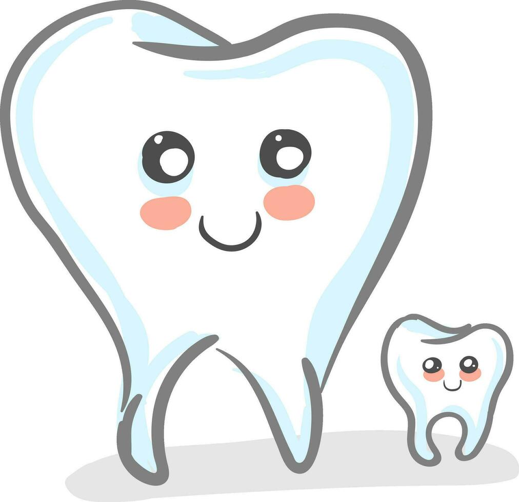 un par de linda dientes vector o color ilustración