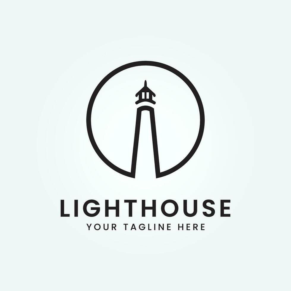 lighthouse symbol logo icon line art vector illustration template background design