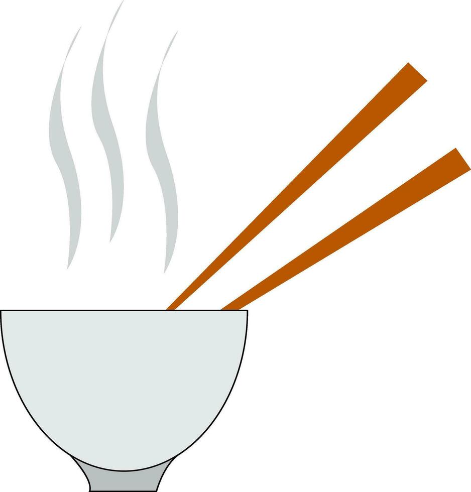 Hot soup with two spoons in a white bowl vector or color illustration