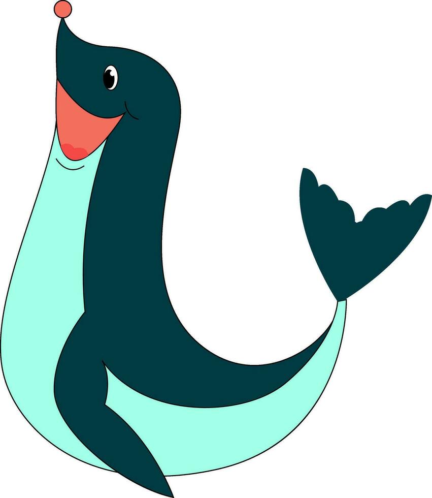 Smiling blue fur seal  vector illustration on white background