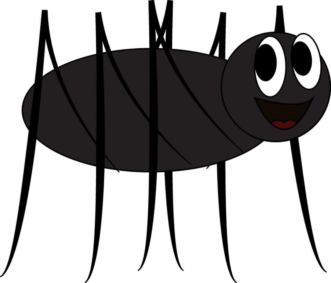 A black cartoon spider with two bulging eyes vector or color illustration