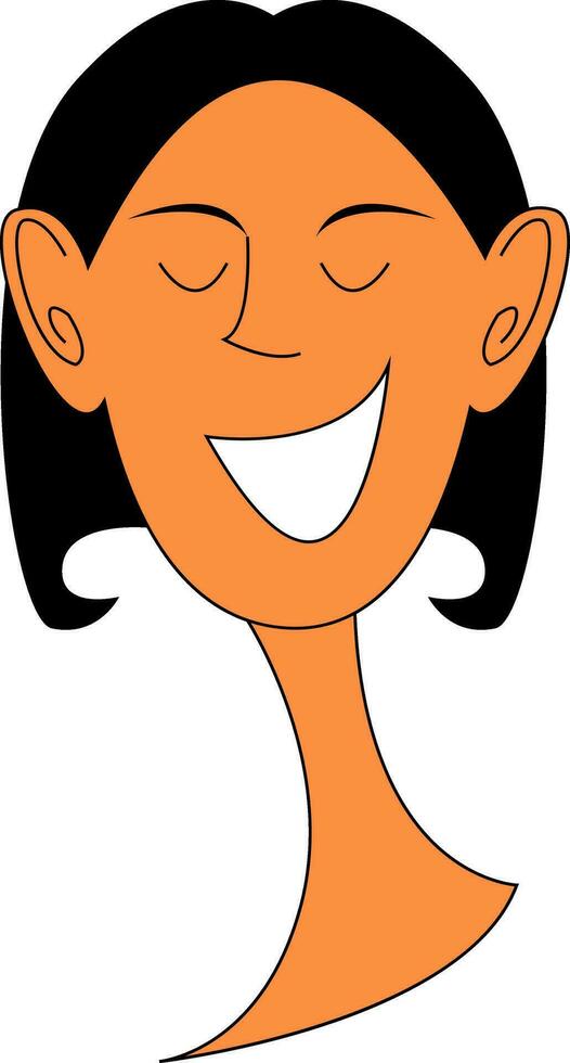 A laughing skinny cartoon girl in cropped hairstyle vector or color illustration